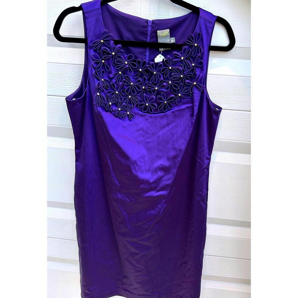 Taylor Women's Elegant Purple Dress - Size 14